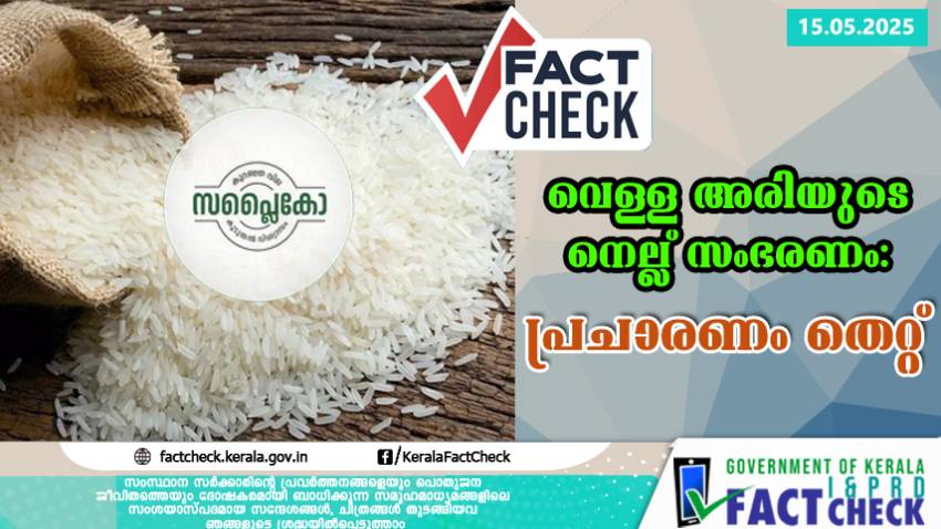 വെള്ള അരിയുടെ നെല്ല് സംഭരണം: പ്രചാരണം തെറ്റ്

